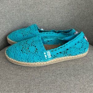 Bobs Skechers Crochet Espadrilles Flats Turquoise‎ Blue Women’s size 7.5 NEW